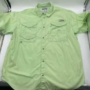 Columbia PFG Bahama Omni Shade Men's XL Green Shirt Vented‎ Mesh Fishing VGC